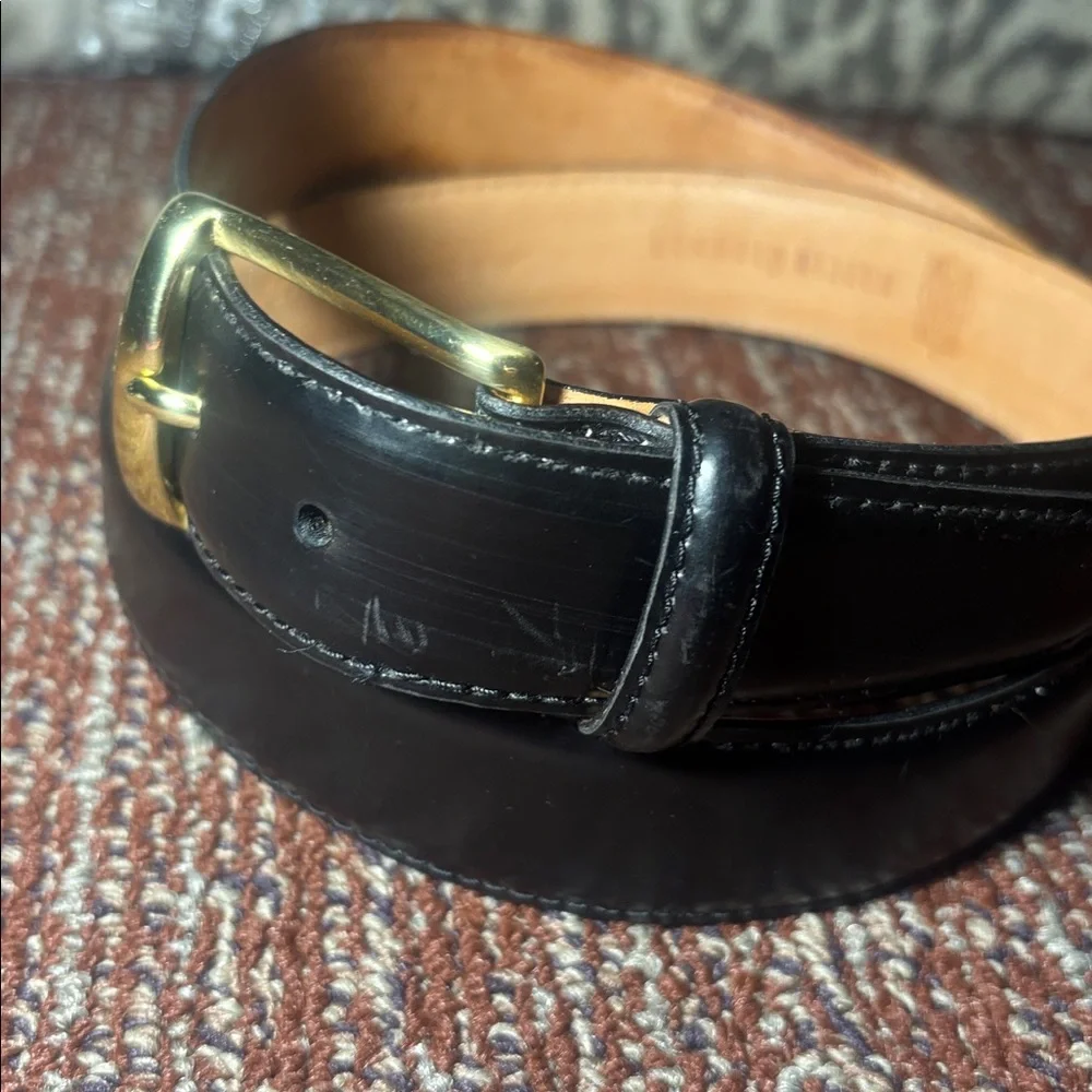 Martin Dingman smooth supple soft mens leather classic belt gold tone buckle